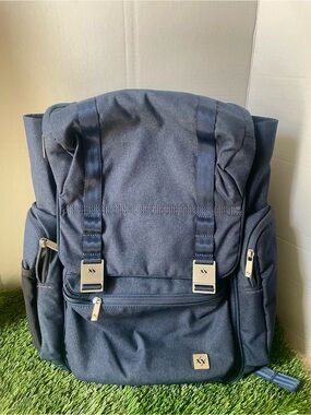 JuJuBe XY Hatch Navy Blue Diaper Bag Backpack with Changing Pad